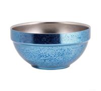 NEIQIUWING Pure Titanium Rice Bowl 450ml Double Walled Insulated Metal Bowl for Hot Food Lightweight 13cm(Blue)
