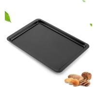NEIQIUWING Rectangular Baking Tray Made of Carbon Steel Non-Stick Coating Scratch-Resistant for Bread Cake Biscuits Baking in the Oven for Household Catering School Office Black or Gold (Black)