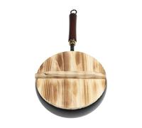 NEIQIUWING Small Iron Belly Wok 24cm Diameter with Wooden Lid