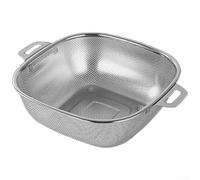 NEIQIUWING Square Stainless Steel Drain Basket - Fine Mesh Vegetable Colander with Even Holes & Double Handles for Efficient Kitchen Rinsing