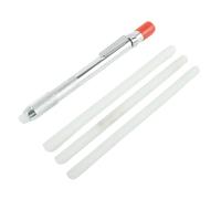 NEIQIUWING Stainless Steel Round Soap Stone Holder for Writing Instruments - 4 Piece Set with 1 Pen and 3 Refills 130×10mm for Carpentry, Soldering and Marking