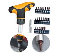NEIQIUWING Umbrella Handle Ratchet Screwdriver Set with 72 Teeth, Slotted, Phillips and Hex (PlumBlossom)