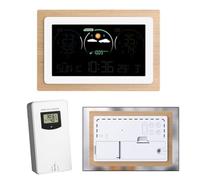 NEIQIUWING Wireless Weather Station with Digital Alarm Clock and Wood Temperature Sensor