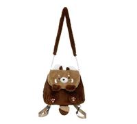 Neisee Soft Plush Brown Raccoon Backpack with Adjustable Straps Cute Fluffy Animal Backpacks Cute Plush Shoulder Bag Lightweight Small Fuzzy Daypack