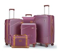 NEISIA Luggage Sets 3 Piece, Expandable Hard Shell Carry on Suitcase with Spinner Wheels and TSA Lock, Travel Lightweight Luggage Set with YKK Zippers, Purple, 5 piece sets（20/24/28/DB/TB), Hardside