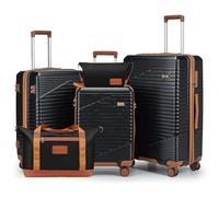 NEISIA Luggage Sets 3 Piece, Expandable Hard Shell Carry on Suitcase with Spinner Wheels and TSA Lock, Travel Lightweight Luggage Set with YKK Zippers, Black, 5 piece sets(20/24/28/DB/TB), Hardside