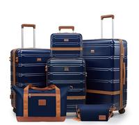 NEISIA Luggage Sets 3 Piece with spinner wheels, PC+ABS Hard Shell Travel Luggage,Lightweight Carry-on suitcases with TSA Lock,YKK Zippers, Navy, 6 piece set(14/20/24/28/DB/TB), Hardside