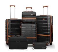NEISIA Luggage Sets 3 Piece with TSA Lock Hardside PC+ABS Carry On Suitcase with YKK Zippers Lightweight Rolling Travel Luggage Sets with Spinner Wheels, Black, 6 piece luggage set(14/20/24/28/DB/TB