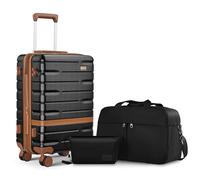 NEISIA Luggage Sets 5 Piece Luggage Sets Lightweight Hard Shell Suitcases with Spinner Wheels for Family Travel - Durable PC+ABS Material Carry On Luggage, Black, 3 Piece Sets (20/DB/TB), Expandable