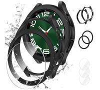 Neitra [2+2+3 Pack 3 in 1 for Samsung Galaxy Watch 6 Classic 43mm Case and Screen Protector,3 Pack HD Anti-Fog Tempered Glass Screen Protector + 2 Pack Hard PC Bumper Case + 2 Pack Bezel Ring Cover