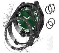 Neitra [2+2+3 Pack 3 in 1 for Samsung Galaxy Watch 6 Classic 47mm Case and Screen Protector,3 Pack HD Anti-Fog Tempered Glass Screen Protector + 2 Pack Hard PC Bumper Case + 2 Pack Bezel Ring Cover