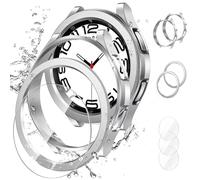 Neitra [2+2+3 Pack 3 in 1 for Samsung Galaxy Watch 6 Classic 47mm Case and Screen Protector,3 Pack HD Anti-Fog Tempered Glass Screen Protector + 2 Pack Hard PC Bumper Case + 2 Pack Bezel Ring Cover