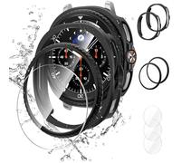 Neitra [2+2+3 Pack 3 in 1 for Samsung Galaxy Watch 8 Classic 46mm Case and Screen Protector,3 Pack HD Anti-Fog Tempered Glass Screen Protector + 2 Pack Hard PC Bumper Case + 2 Pack Bezel Ring Cover