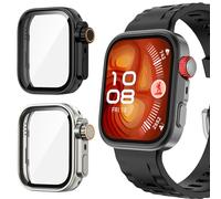 Neitra 2 Pack Screen Protector Case for Huawei Watch Fit 4 PRO,Hard PC Bumper Cover Built-in HD Tempered Glass Screen Protector Shell Cover,Full Coverage Scratchproof Protective Case for Huawei Watch