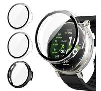 Neitra 3 Pack Screen Protector Case for Amazfit Active 3 45mm, Hard PC Bumper Cover Built-in HD Tempered Glass Screen Protector Shell Cover Full Coverage Scratchproof Protective Case