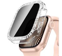 Neitra Privacy Screen Protector Case for Apple Watch Series 10 42mm Accessories,Double Bling Crystal Diamond Hard PC Case with HD Anti-Spy Tempered Glass Film, iWatch Protective Bling Face Cover