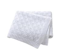 Neiwech Cellular Baby Blanket Cotton Knitted Soft Blankets for Newborn Boy Girl 100 * 80cm White