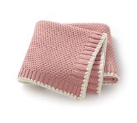 Neiwech Cellular Baby Blanket Knitted Cozy Soft Crib Stroller Receiving Swaddle Blankets for Newborn Boys Girls 100 * 80cm Pink