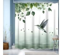 NEJLCTOROUS Leaves Shower Curtain, 3D HD Nature Green Leaves Bathroom Curtains, Waterproof Shower Curtains, Weighted Shower Curtains for Wet Room,Bath Curtain with 12 Hooks-180 x 200cm drop