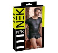 NEK - matte-effect short-sleeved men's top (black) - L