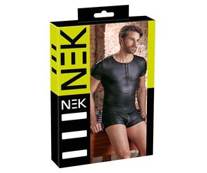 NEK - Matte Finish Men's Black Short Sleeve Top - M