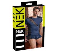 NEK - Men's Black Lace-Up Top with Fishnet Details (Blue)