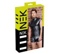 NEK - Men's Black Top with Studs and Fishnet Details