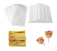 NEKAPLO 300-Piece DIY Candy Crafting Kit with Sturdy Sticks, Clear Bags & Secure Ties for Homemade Treats