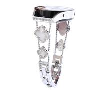 Nekiyo Tech Four Leaf Clover Bling Diamond Band Compatible with Galaxy Watch Band 7/FE/6/5/4/3 & Watch 5 Pro & 6/4 Classic & Gear S3/S2, 20mm & 22mm - Silver White