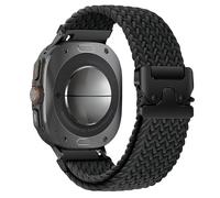 Nekiyo Tech Stretchy Braided Nylon Band Compatible With Samsung Galaxy Watch Ultra 47mm (2025/2024) - Parachute-Style Buckle, No Gap Elastic Strap for Men & Women, Black