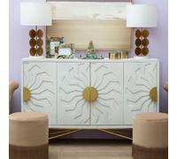 nekkar wooden sideboard in whitewash and antique brass