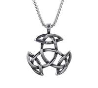 Neklace for Men, Nordic Celtic Triquetra Knot Necklace - Viking Celtic Trinity Knot Amulet Pendant - Handmade Vintage Stainless Steel Hollow Out Irish Knot Pirate Jewelry Gift (Color : Sil