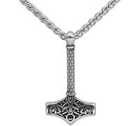 Neklace for Men, Nordic Mjolnir Pendant Necklace for - Viking Celtic Knot Thor's Hammer Stainless Steel Necklace - Handmade Vintage Amulet Hip Hop Pagan Charm Jewelry