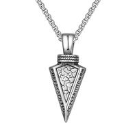 Neklace for Men, Nordic Viking Rune Arrow Necklace -s Stainless Steel Spear Head Pendant Necklace - Medieval Vintage Punk Pirate Amulet Jewelry Father's Day Accessories