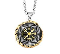 Neklace for Men, Viking Valknut Necklace, Nordic Stainless Steel Vegvisir Compass Ouroboros Pendant Necklace, Gothic Vintage Odin Symbol Amulet Jewelry Accessories