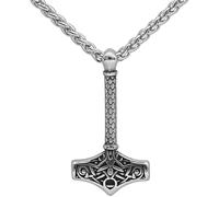 Neklace Men, Nordic Mjolnir Pendant for Viking Celtic Knot Thor's Hammer Stainless Steel Necklace - Handmade Vintage Amulet Hip Hop Pagan Charm Jewelry