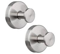 Neknock Suction Cup Hooks for Shower, Towel Hooks for Bathroom Kitchen Glass Mirror Tile, Stainless Steel Suction Hooks for Hanging Towel Coat Loofah Robe up to 15 lbs, 2 Pack (Brushed Nickel)