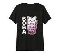 Neko White Cute Cat Bubble Tea Boba Tea Premium T-Shirt