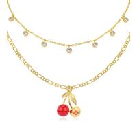 NEKOL Layered Love Believe Smile Summer Choker Necklace for Women, 14K Gold Plated Multi-Layer Paperclip Link Chain, Layering Design Chunky Chain Choker for Anniversary, Valentine's Day, Christmas
