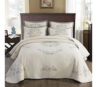 NEKOMARUKE 100% Cotton Super King Size Bedspreads Throw Quilted Quilt Coverlet Blanket 3 Piece Multifunction All Season Soft Comfortable Nordic Hotel Quality Luxury Bed Cover with 2 Pillowcases