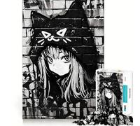 Nekomimi Graffiti Black 1000 Pieces Jigsaw Puzzles for Teenagers Intellect Toy Bonding Time Quality Cut Memorable Gift (50x75cm)