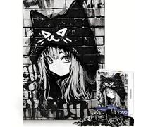 Nekomimi Graffiti Black Hard Jigsaw Puzzle for Adults 1000 Pieces Strong Logic Toy Bonding Time Clear Edge (38x26cm)