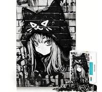 Nekomimi Graffiti Black Hard Jigsaw Puzzle for Adults 1000 Pieces Strong Logic Toy Bonding Time Clear Edge (38x26cm)