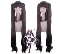 Nekopara Chocola Cosplay costume Lolita maid Uniform dress +wig Halloween Sweet Sexy Cat Maid Servant Dress With Tail Chocolate XL wig