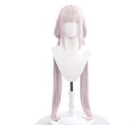 Nekopara Cosplay Chocola Vanilla Wig with Bangs for Women with Two Ponytails Long Straight Pink Wigs Synthetic for Halloween Costume Party