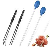NEKOSUKI 4 in 1 Aquarium Coral Feeder Kit, 2PCS Coral SPS HPS Coral Feeder with 2PCS Tweezers, Long Arcylic Marine Reef Aquarium Syringe Liquid Fertilizer HPS Tube for Reef/Anemones/Eels/Lionfish