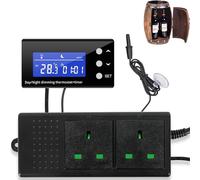 NEKOSUKI PID Day Night Thermostat Digital Dimming Thermostat with Timer, LCD Reptile Thermostat Plug Socket Dimmer Temperature Controller with Waterproof Sensor Probe for Greenhouse Incubator Lamp