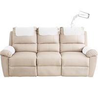 NEKOSUKI Sofa Armrest Cover, Headrest Cover for Recliner Chair Arm Cover with Pockets, Nonslip Waterproof Furniture Protector Pet Dog Couch Covers for Leather Sofa Couch (White, 3 Seater (5PCS))