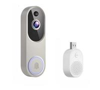 Neksong Mivrass Video Doorbell Camera Wireless with AI Human Detection, Two-Way Audio, Night Vision, Long Battery Life, Cloud Storage (Beige-USB)