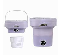 Nektle Portable Folding Washing Machine15L Mini Washer (24x24x18cm), 36W Compact & Lightweight, Ideal for Travel, Camping, Small Spaces Easy Waterproof Keypad Energy Efficient (Purple)